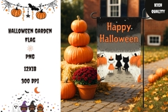 Welcome Garden Flag Design, Cartoon Halloween Garden Flag Product Image 1