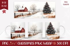 Christmas Village Mug Wrap, Christmas Tree Mug Design Product Image 1