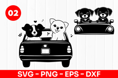 Cute Dogs Riding Car Funny Pet SVG PNG Product Image 1