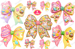 Faux Yarn Crochet Easter Coquette Bow PNG, Happy Easter PNG Product Image 1