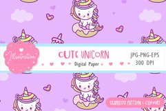 Birthday Unicorn seamless pattern digital paper kawaii Product Image 1