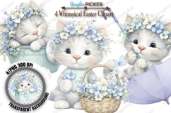 Whimsical Easter Animals PNG, Whimsical Bunny Easter Clipart Product Image 1