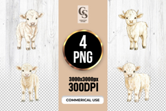Cute Baby Calf Farm Animal Clipart Sublimation PNG Product Image 1