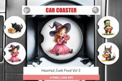 Car Coaster Watercolor Haunted Junk Food Product Image 1
