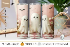 3D Halloween Tumbler Wrap, Cute Ghosts Tumbler, Ghosts PNG Product Image 1
