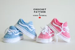 Fashion baby sneakers crochet pattern 4 sizes PDF download Product Image 1
