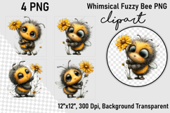 Whimsical Fuzzy Bee PNG Clipart, Clipart PNG Product Image 1