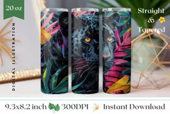Black Panther Tumbler Wrap, Tropical Leaves Tumbler Design Product Image 1