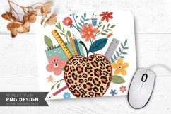Leopard Floral Apple Design Mouse Pad PNG Design Product Image 1