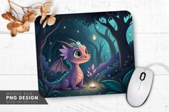 Whimsical Nighttime Dragon Mouse Pad PNG Design Product Image 1
