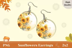 Watercolor Sunflowers Earrings Sublimation, Flowers Earrings Product Image 1