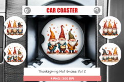 Thanksgiving Hat Gnome Car Coaster Product Image 1