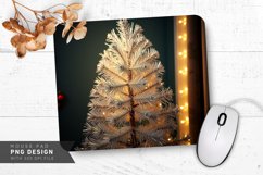 Retro Christmas Tree with Silver Tinsel Mouse Pad PNG Design Product Image 1