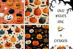 Cartoon Halloween Bats Backgrounds, Cute Halloween Pumpkins Product Image 1