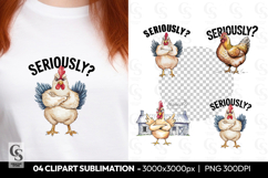 Seriously Chicken Clipart Sublimation PNG Product Image 1