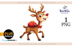 New Year&#039;s Christmas deer watercolor Product Image 1