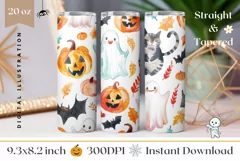 Halloween Doodles Tumbler, Kids Halloween Design, Bats PNG Product Image 1
