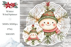 Watercolor Snowman Wind Spinner, Snowflake Sublimation Product Image 1