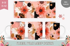 Boho Flowers Mug Wrap, Floral Mug Sublimation Design Product Image 1