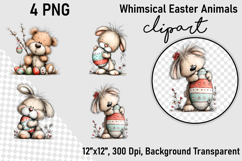Whimsical Easter Animals Clipart Product Image 1