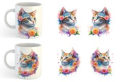 Wartercolor Cat and Flower | Mug sublimation design Product Image 3