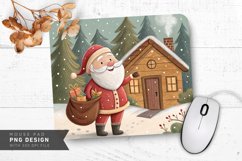 Cheerful Santa by Wooden Cabin Mouse Pad Sublimation PNG Product Image 1
