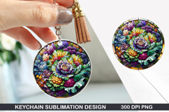 Flower Keychain Sublimation - Autumn Keychain PNG Design Product Image 1