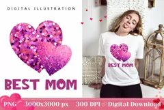 Best Mom Illustration PNG, Valentine's Day Sublimation Product Image 1