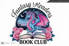 Fantasy Readers Book Club Dragon And Roses Sublimation PNG Product Image 1