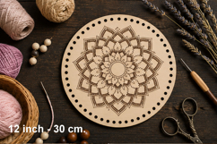 Wooden mandala base with engraving digital file. Round 12 in Product Image 1