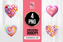 Colorful Candy Heart Love Illustration Sublimation SVG PNG Product Image 1