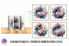 Watercolor Rose 20OZ Tumbler Sublimation Design Product Image 1