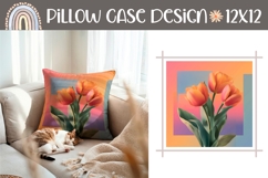 Orange Tulips Pillow Template, Floral Pillow Case Design Product Image 1