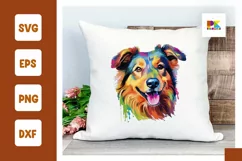 Colorful Dog Face SVG, Colorful Dog Portrait Clipart png Product Image 1