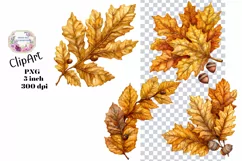 Fall, Autumn, Leaves, Ephemera, PNG, watercolor, Clipart Product Image 1