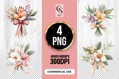 Elegant Floral Bouquet Clipart Sublimation PNG Product Image 1