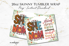 Boho She is Mom 20 oz Skinny Tumbler Wrap Sublimation PNG Product Image 2