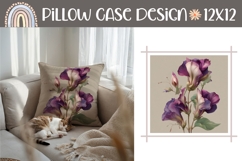 Summer Pillow Design, Purple Flowers Pillow Template Product Image 1