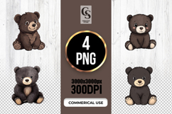 Cute Baby Bear Clipart Sublimation PNG Product Image 1