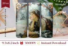 Art Christmas Tumbler Design, Winter Forest Tumbler Template Product Image 1