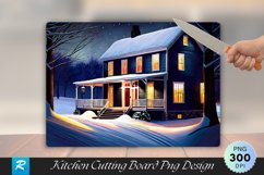 Snowy Farmhouse Porch with Rocking Chairs Cutting Board PNG Product Image 1