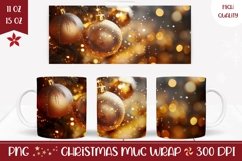 Gold Christmas Mug Sublimation, Christmas Coffee Mug Wrap Product Image 1