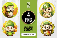 Cute Hedgehog With Autumn Leaves Clipart Sublimation PNG Product Image 1