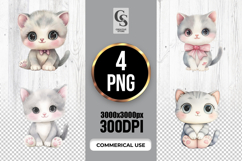 Cute Kitten Watercolor Clipart Sublimation PNG Product Image 1