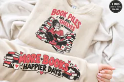Book Lover Front Sleeve PNG, Reading Girl Sleeve Shirt Desig Product Image 2