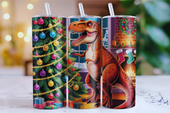 Merry Christmas Dinosaur Tumbler Wrap | Christmas Wrap Product Image 1