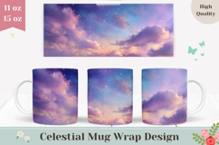 Sky Mug Wrap, Pink Clouds Mug Design, Sunset Mug Print Product Image 1