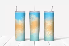 Nautical watercolor and gold Skinny tumbler wrap design Product Image 2