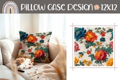 Cute Pillow Case PNG, Vintage Peony Pillow Sublimation Product Image 1