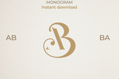 AB BA Wedding Monogram Logo | Elegant Initials Vector Product Image 1
